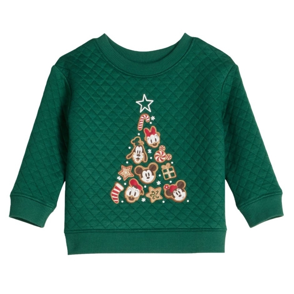 Disney Mickey Mouse and Friends Quilted Fleece Crewneck Green Infant Sweater 3M